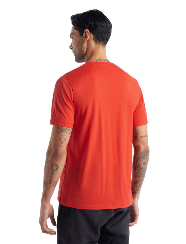 Icebreaker Men Merino Tech Lite II Short Sleeve T-Shirt Canopy CamperLava 80BXXP488 Clothing