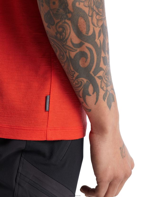 Icebreaker Men Merino Tech Lite II Short Sleeve T-Shirt Canopy CamperLava 80BXXP488 Clothing