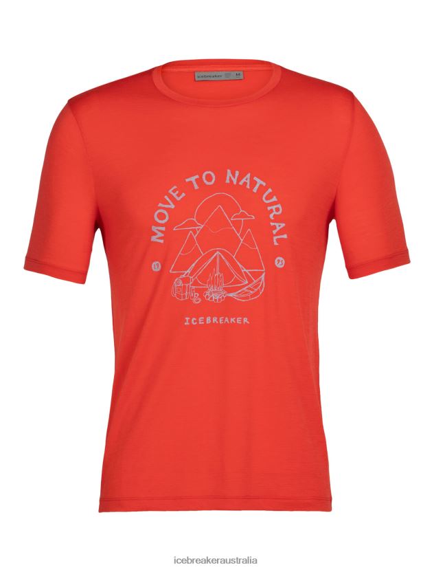 Icebreaker Men Merino Tech Lite II Short Sleeve T-Shirt Canopy CamperLava 80BXXP488 Clothing