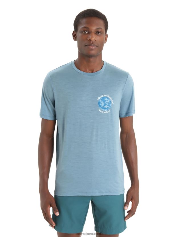 Icebreaker Men Merino Tech Lite II Short Sleeve T-Shirt EarthAstral Blue 80BXXP90 Clothing