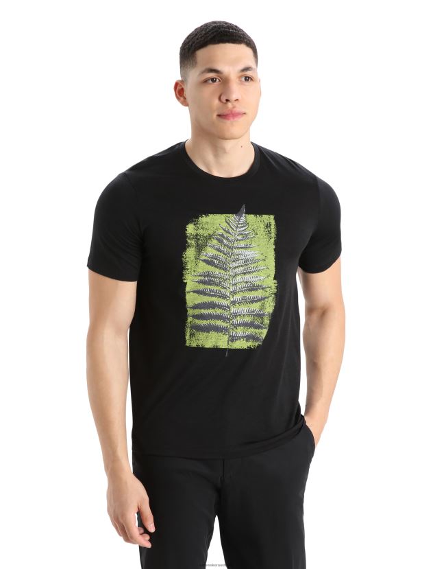 Icebreaker Men Merino Tech Lite II Short Sleeve T-Shirt Fern ImprintBlack 80BXXP341 Clothing