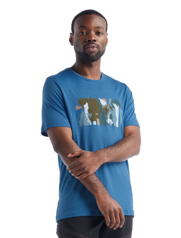 Icebreaker Men Merino Tech Lite II Short Sleeve T-Shirt Forest WallAzul 80BXXP478 Clothing