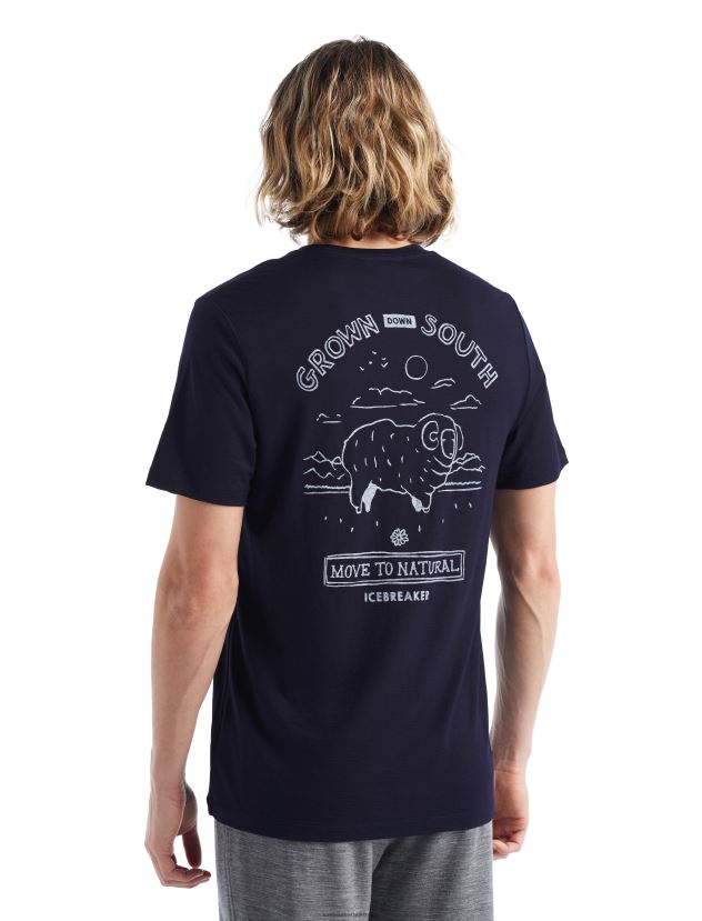 Icebreaker Men Merino Tech Lite II Short Sleeve T-Shirt Grown Down SouthMidnight Navy 80BXXP484 Clothing