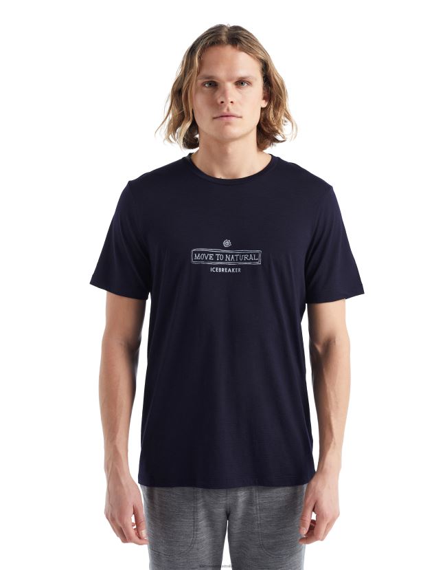 Icebreaker Men Merino Tech Lite II Short Sleeve T-Shirt Grown Down SouthMidnight Navy 80BXXP484 Clothing