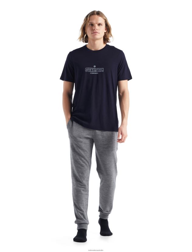 Icebreaker Men Merino Tech Lite II Short Sleeve T-Shirt Grown Down SouthMidnight Navy 80BXXP484 Clothing