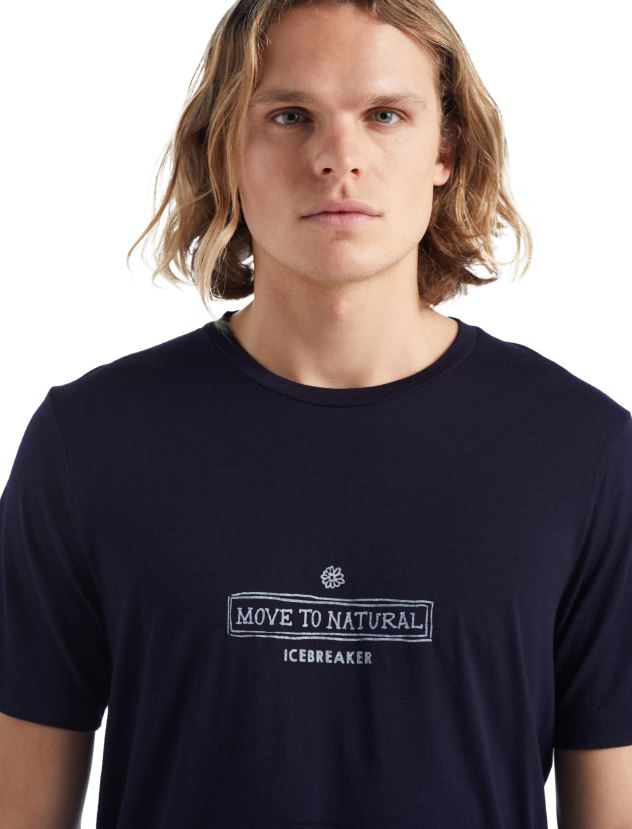 Icebreaker Men Merino Tech Lite II Short Sleeve T-Shirt Grown Down SouthMidnight Navy 80BXXP484 Clothing
