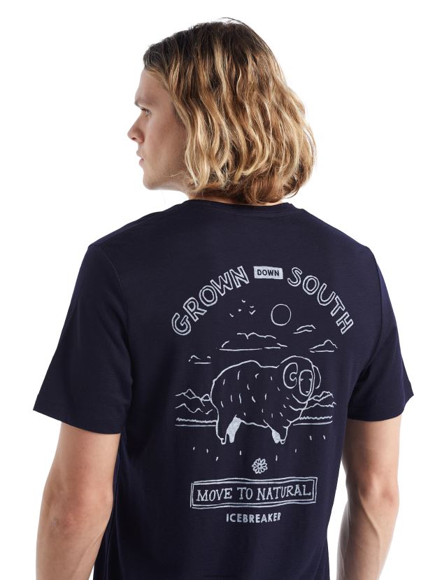 Icebreaker Men Merino Tech Lite II Short Sleeve T-Shirt Grown Down SouthMidnight Navy 80BXXP484 Clothing