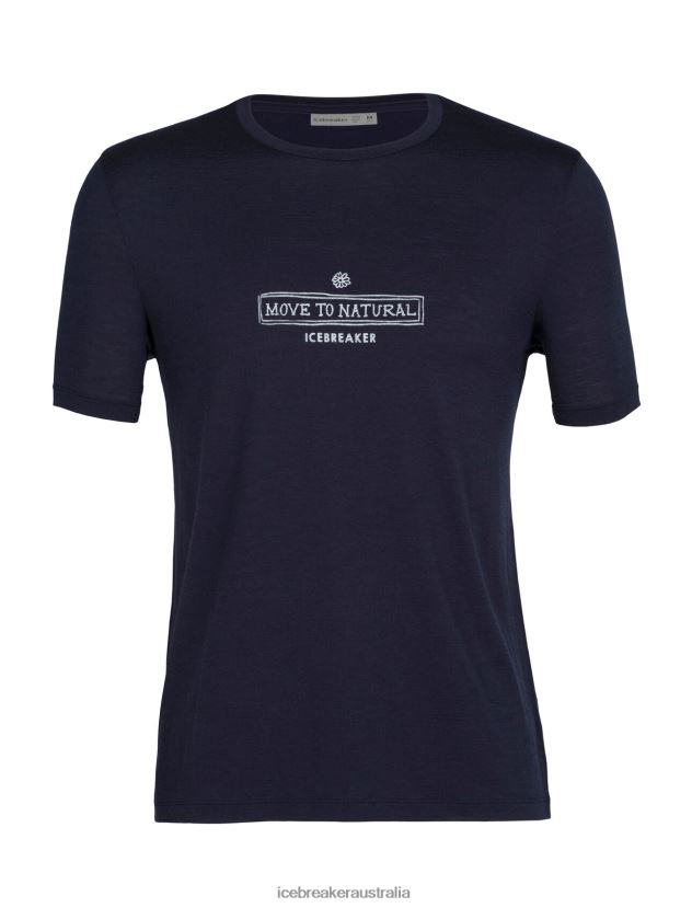 Icebreaker Men Merino Tech Lite II Short Sleeve T-Shirt Grown Down SouthMidnight Navy 80BXXP484 Clothing