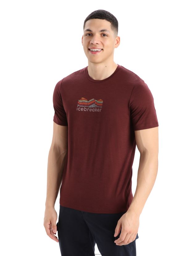 Icebreaker Men Merino Tech Lite II Short Sleeve T-Shirt Mountain GeologyEspresso 80BXXP382 Clothing