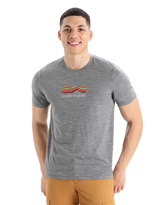 Icebreaker Men Merino Tech Lite II Short Sleeve T-Shirt Mountain GeologyGritstone Heather 80BXXP383 Clothing