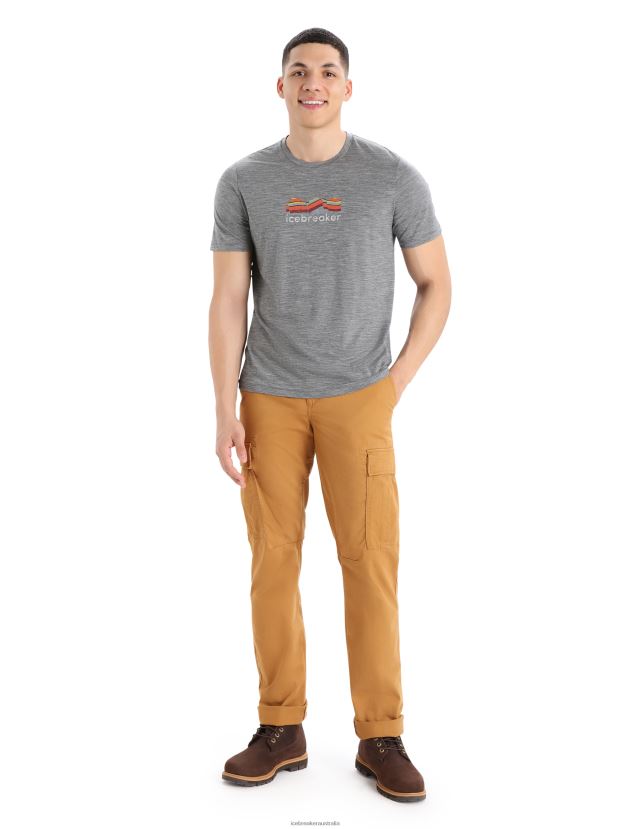 Icebreaker Men Merino Tech Lite II Short Sleeve T-Shirt Mountain GeologyGritstone Heather 80BXXP383 Clothing