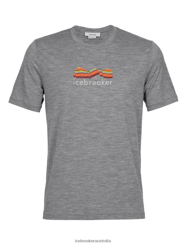 Icebreaker Men Merino Tech Lite II Short Sleeve T-Shirt Mountain GeologyGritstone Heather 80BXXP383 Clothing