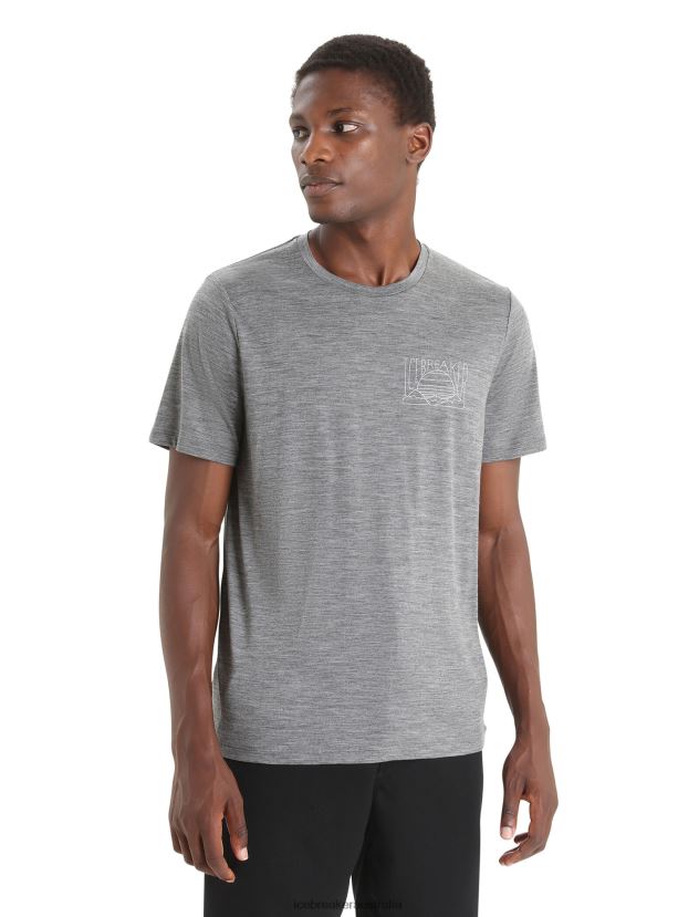 Icebreaker Men Merino Tech Lite II Short Sleeve T-Shirt Mountain SunsetGritstone Heather 80BXXP83 Clothing