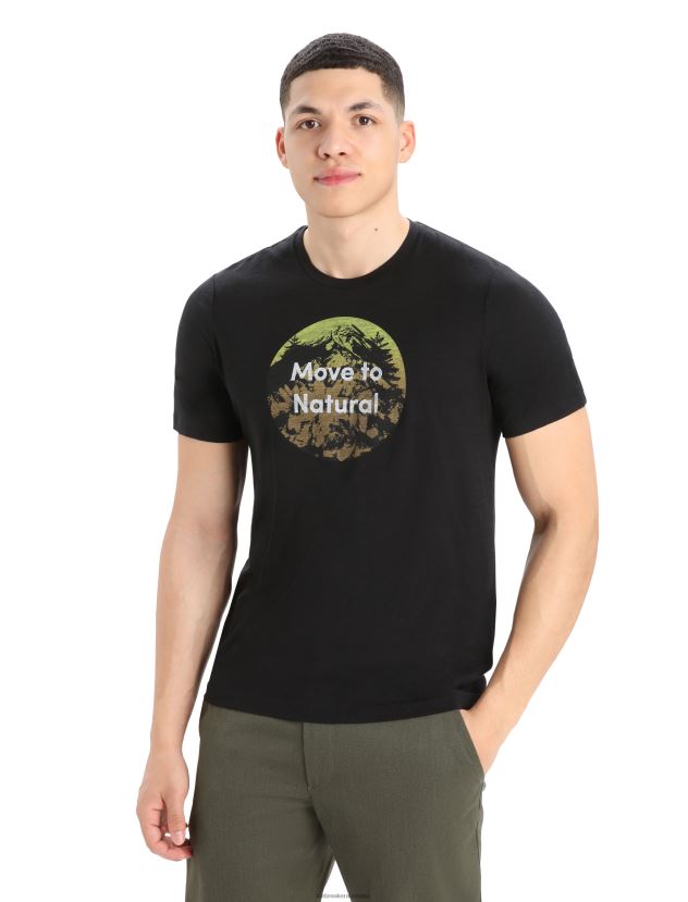 Icebreaker Men Merino Tech Lite II Short Sleeve T-Shirt Natural AlpsBlack 80BXXP367 Clothing