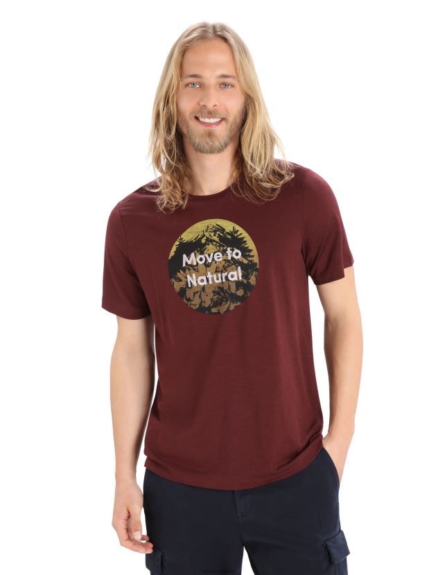 Icebreaker Men Merino Tech Lite II Short Sleeve T-Shirt Natural AlpsEspresso 80BXXP368 Clothing
