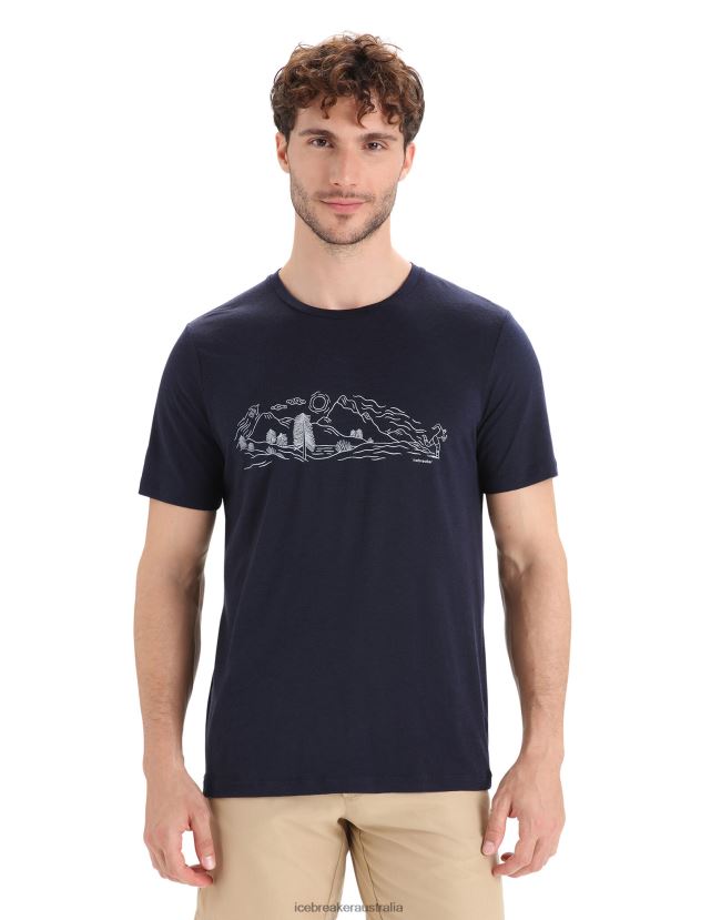Icebreaker Men Merino Tech Lite II Short Sleeve T-Shirt Nature SprintMidnight Navy 80BXXP55 Clothing