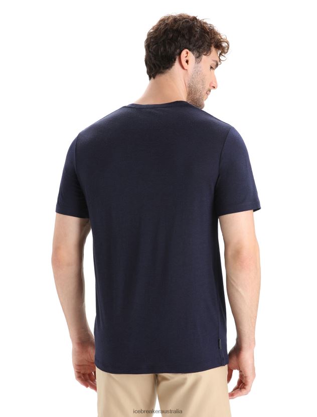 Icebreaker Men Merino Tech Lite II Short Sleeve T-Shirt Nature SprintMidnight Navy 80BXXP55 Clothing