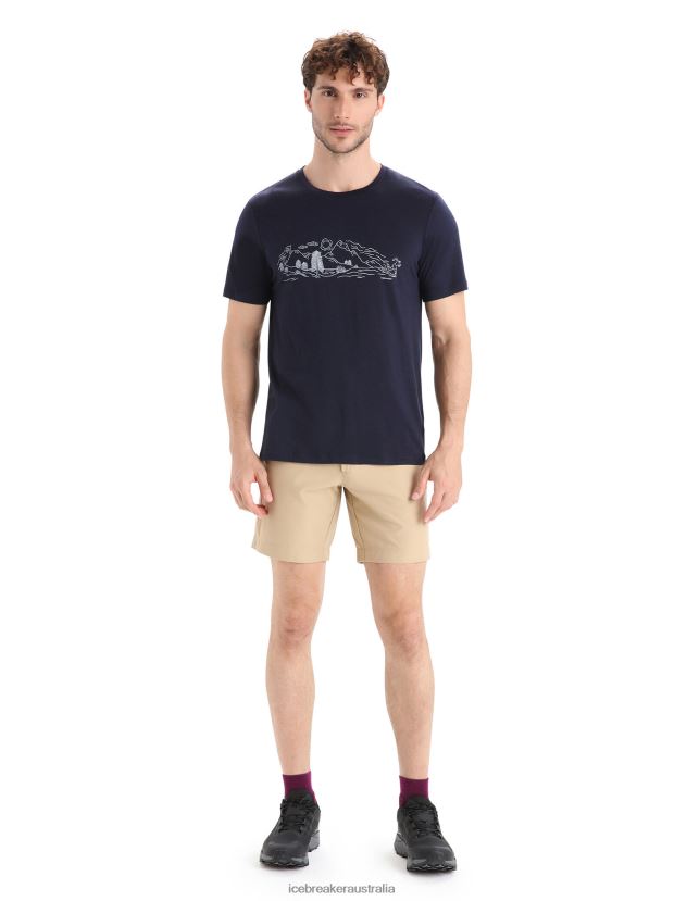 Icebreaker Men Merino Tech Lite II Short Sleeve T-Shirt Nature SprintMidnight Navy 80BXXP55 Clothing