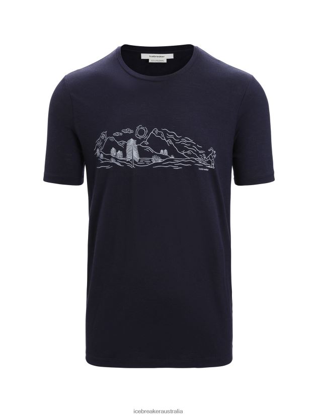 Icebreaker Men Merino Tech Lite II Short Sleeve T-Shirt Nature SprintMidnight Navy 80BXXP55 Clothing