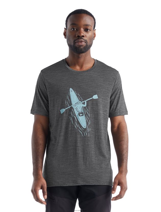 Icebreaker Men Merino Tech Lite II Short Sleeve T-Shirt Paddle LinesGritstone Heather 80BXXP475 Clothing
