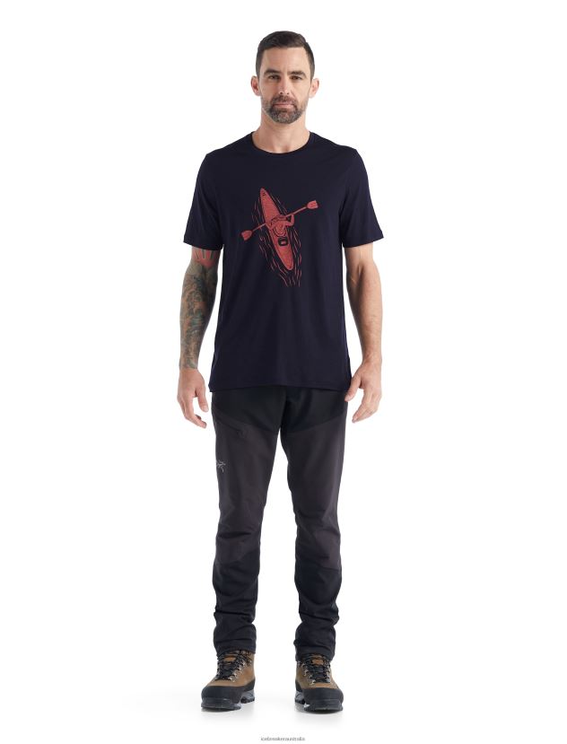 Icebreaker Men Merino Tech Lite II Short Sleeve T-Shirt Paddle LinesMidnight Navy 80BXXP476 Clothing