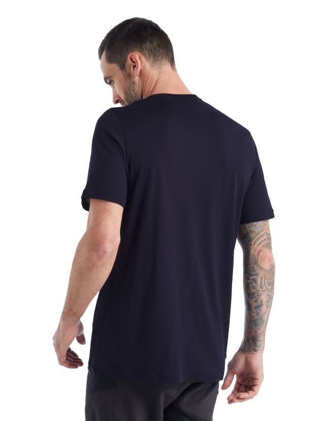 Icebreaker Men Merino Tech Lite II Short Sleeve T-Shirt Paddle LinesMidnight Navy 80BXXP476 Clothing