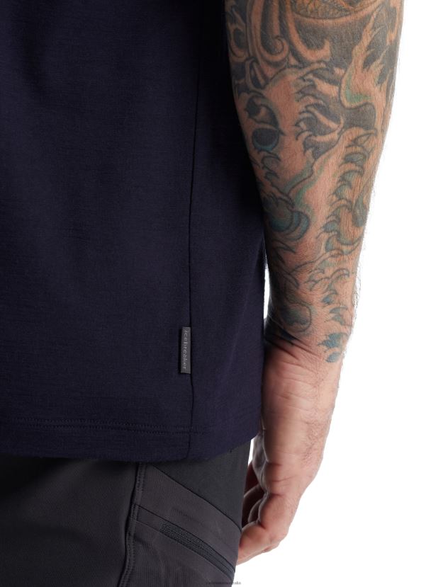 Icebreaker Men Merino Tech Lite II Short Sleeve T-Shirt Paddle LinesMidnight Navy 80BXXP476 Clothing
