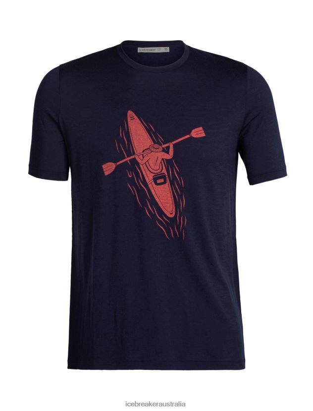 Icebreaker Men Merino Tech Lite II Short Sleeve T-Shirt Paddle LinesMidnight Navy 80BXXP476 Clothing