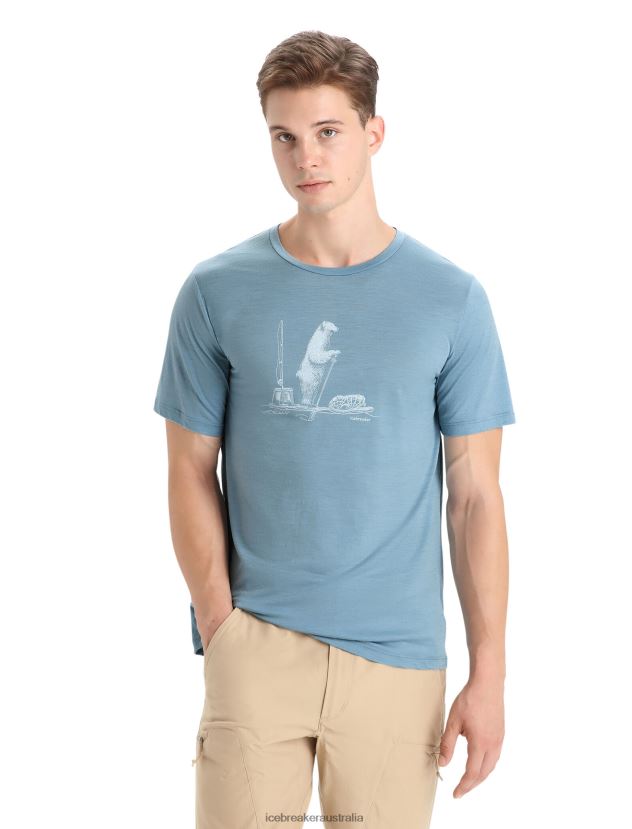 Icebreaker Men Merino Tech Lite II Short Sleeve T-Shirt Polar PaddleAstral Blue 80BXXP65 Clothing