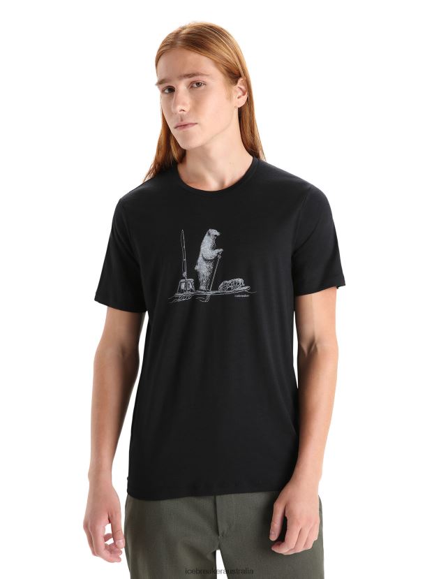 Icebreaker Men Merino Tech Lite II Short Sleeve T-Shirt Polar PaddleBlack 80BXXP66 Clothing