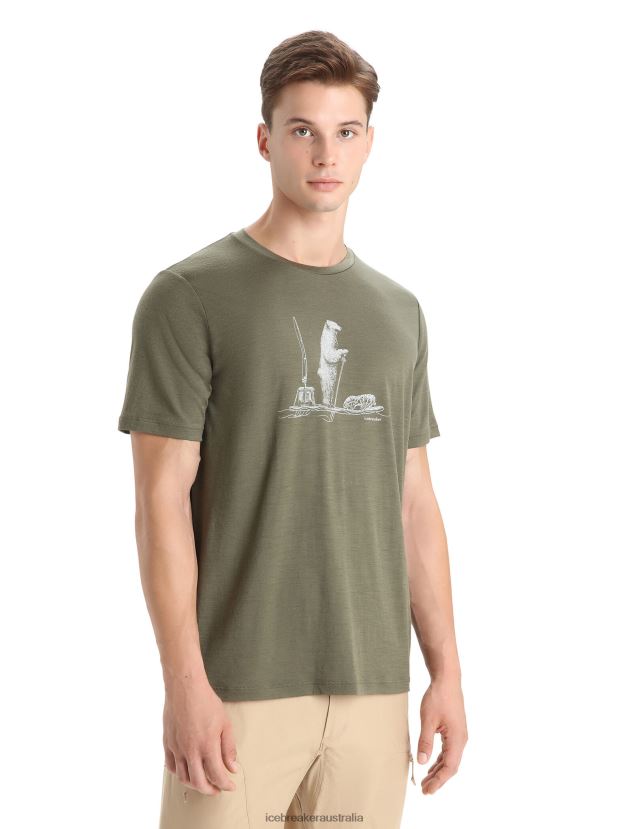 Icebreaker Men Merino Tech Lite II Short Sleeve T-Shirt Polar PaddleLoden 80BXXP67 Clothing