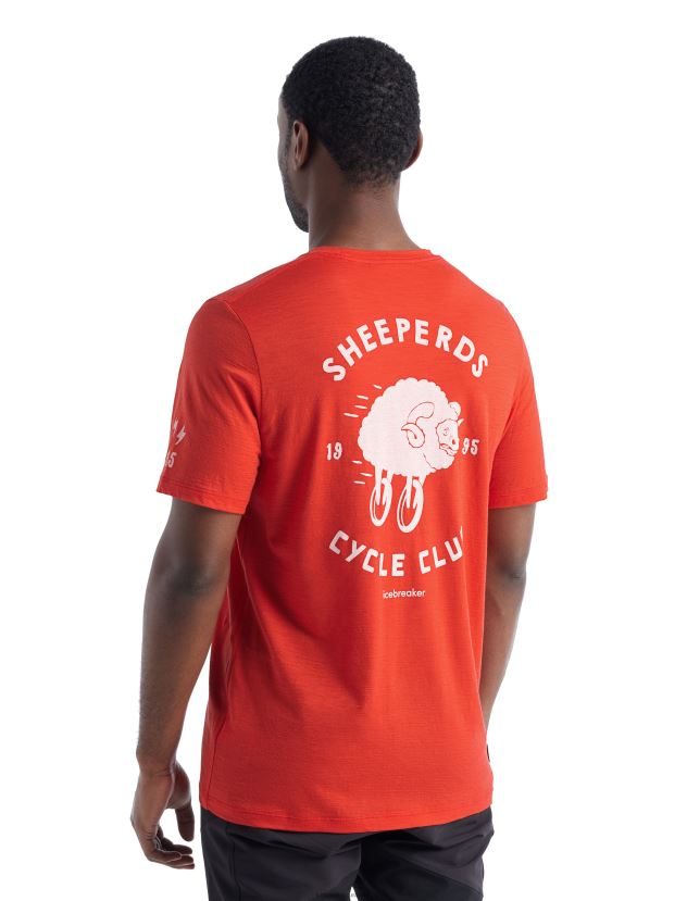 Icebreaker Men Merino Tech Lite II Short Sleeve T-Shirt Sheeperds Cycle ClubLava 80BXXP480 Clothing
