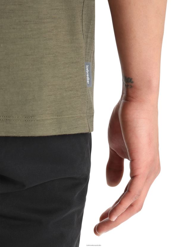 Icebreaker Men Merino Tech Lite II Short Sleeve T-Shirt Ski StripesLoden 80BXXP347 Clothing