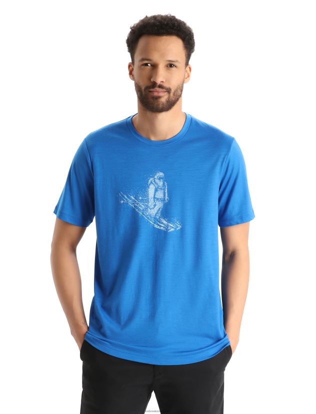 Icebreaker Men Merino Tech Lite II Short Sleeve T-Shirt Skiing YetiLazurite 80BXXP364 Clothing