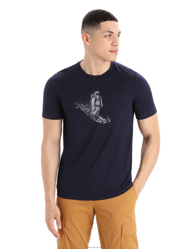 Icebreaker Men Merino Tech Lite II Short Sleeve T-Shirt Skiing YetiMidnight Navy 80BXXP73 Clothing