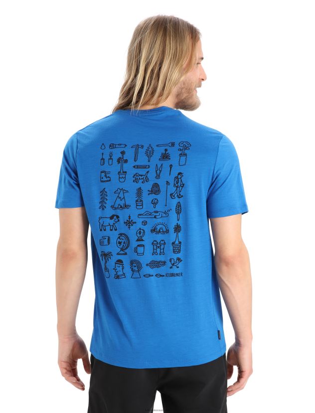 Icebreaker Men Merino Tech Lite II Short Sleeve T-Shirt StoryLazurite 80BXXP381 Clothing
