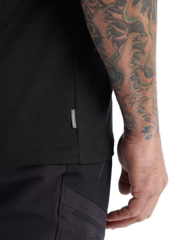 Icebreaker Men Merino Tech Lite II Short Sleeve T-Shirt Sunrise RidgeBlack 80BXXP482 Clothing