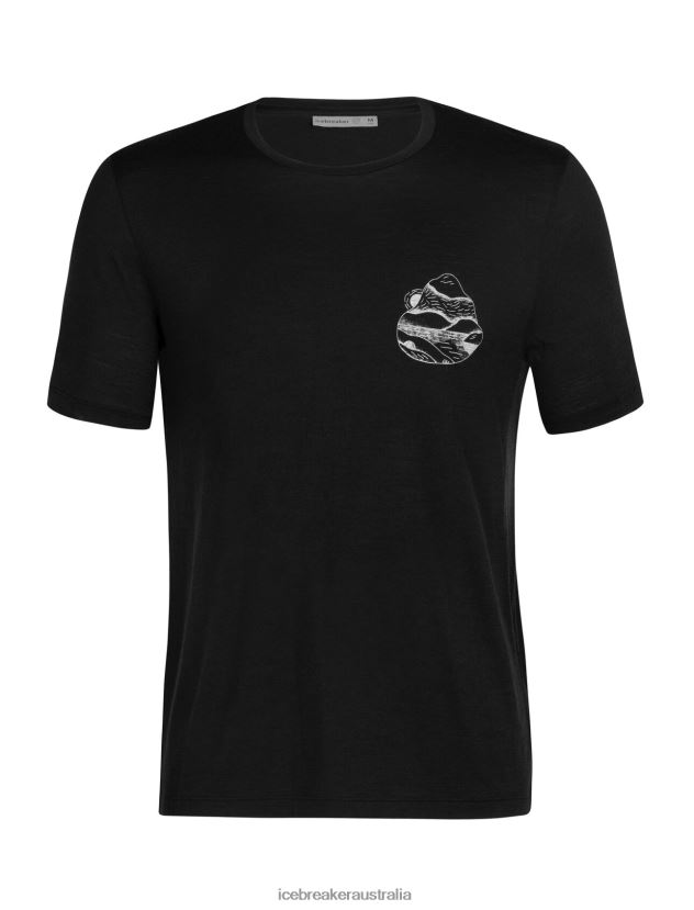 Icebreaker Men Merino Tech Lite II Short Sleeve T-Shirt Sunrise RidgeBlack 80BXXP482 Clothing
