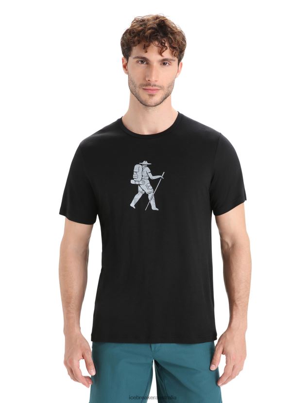 Icebreaker Men Merino Tech Lite II Short Sleeve T-Shirt Trail HikerBlack 80BXXP36 Clothing