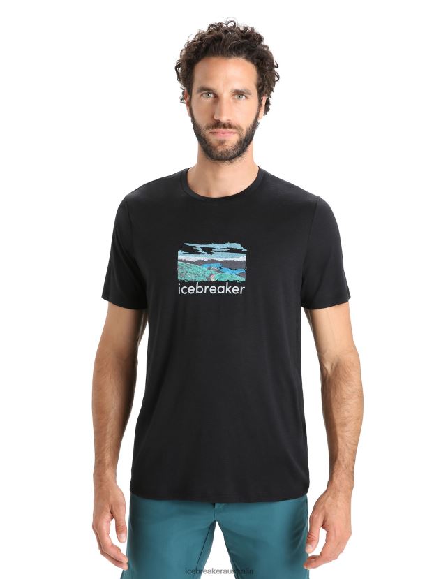 Icebreaker Men Merino Tech Lite II Short Sleeve T-Shirt TrailheadBlack 80BXXP14 Clothing