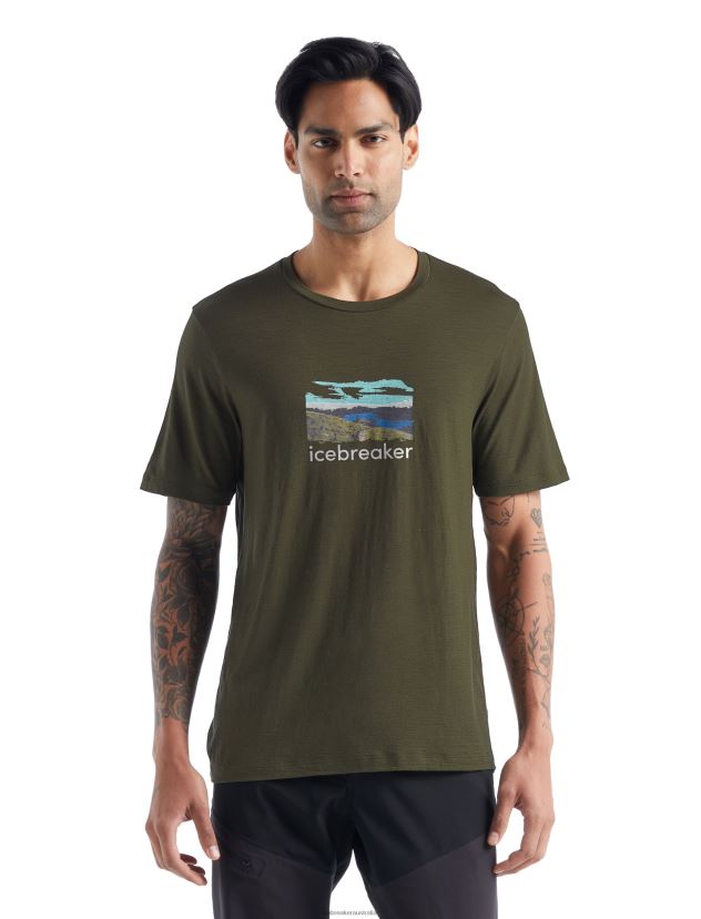 Icebreaker Men Merino Tech Lite II Short Sleeve T-Shirt TrailheadLoden 80BXXP473 Clothing