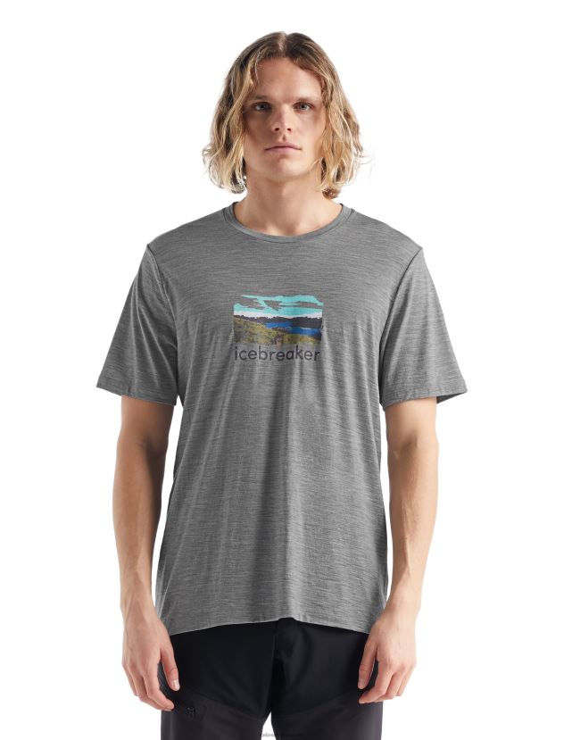 Icebreaker Men Merino Tech Lite II Short Sleeve T-Shirt TrailheadMetro Heather 80BXXP474 Clothing