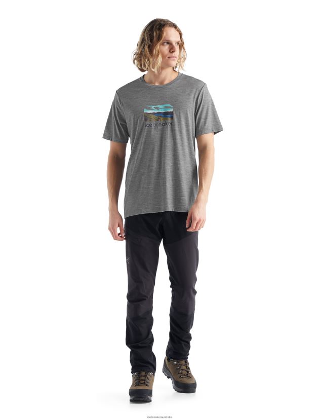 Icebreaker Men Merino Tech Lite II Short Sleeve T-Shirt TrailheadMetro Heather 80BXXP474 Clothing