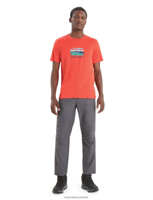 Icebreaker Men Merino Tech Lite II Short Sleeve T-Shirt TrailheadVibrant Earth 80BXXP15 Clothing