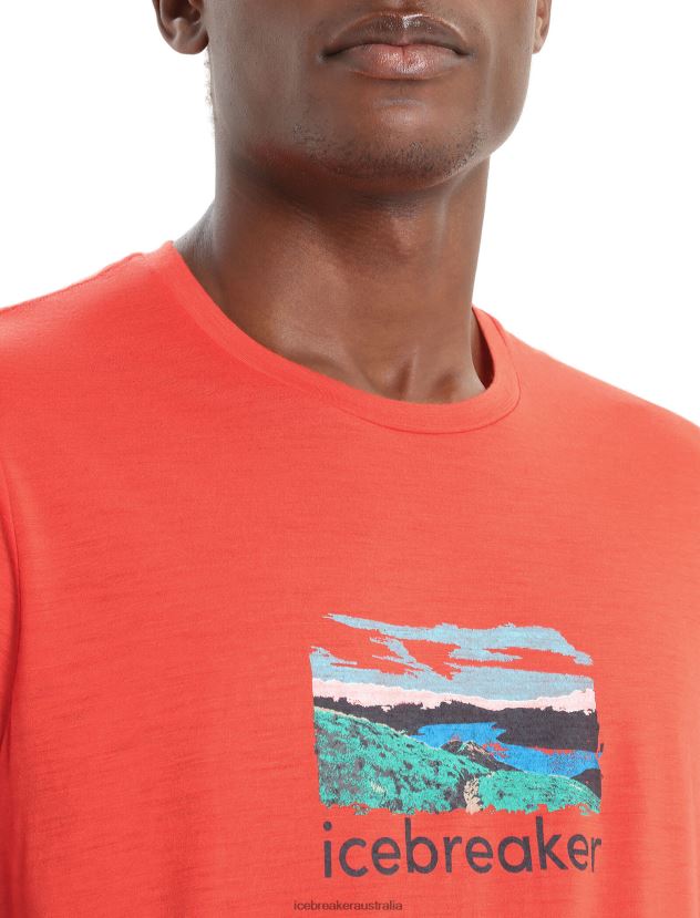 Icebreaker Men Merino Tech Lite II Short Sleeve T-Shirt TrailheadVibrant Earth 80BXXP15 Clothing