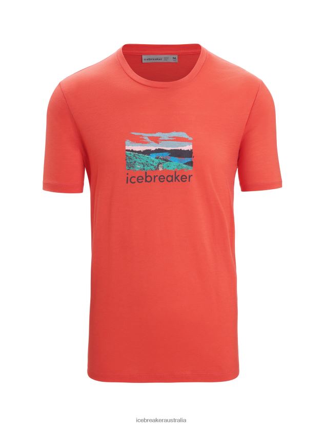 Icebreaker Men Merino Tech Lite II Short Sleeve T-Shirt TrailheadVibrant Earth 80BXXP15 Clothing