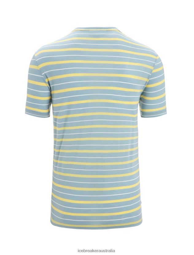 Icebreaker Men Merino Wave Short Sleeve Stripe T-ShirtAstral Blue/Summer 80BXXP19 Clothing