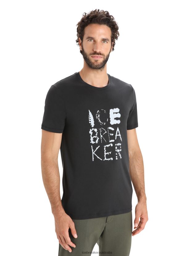 Icebreaker Men Tencel Cotton Short Sleeve T-Shirt Natural LogoBlack 80BXXP88 Clothing