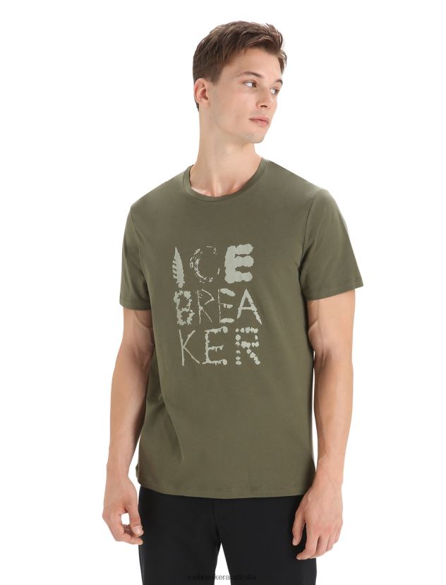 Icebreaker Men Tencel Cotton Short Sleeve T-Shirt Natural LogoLoden 80BXXP89 Clothing