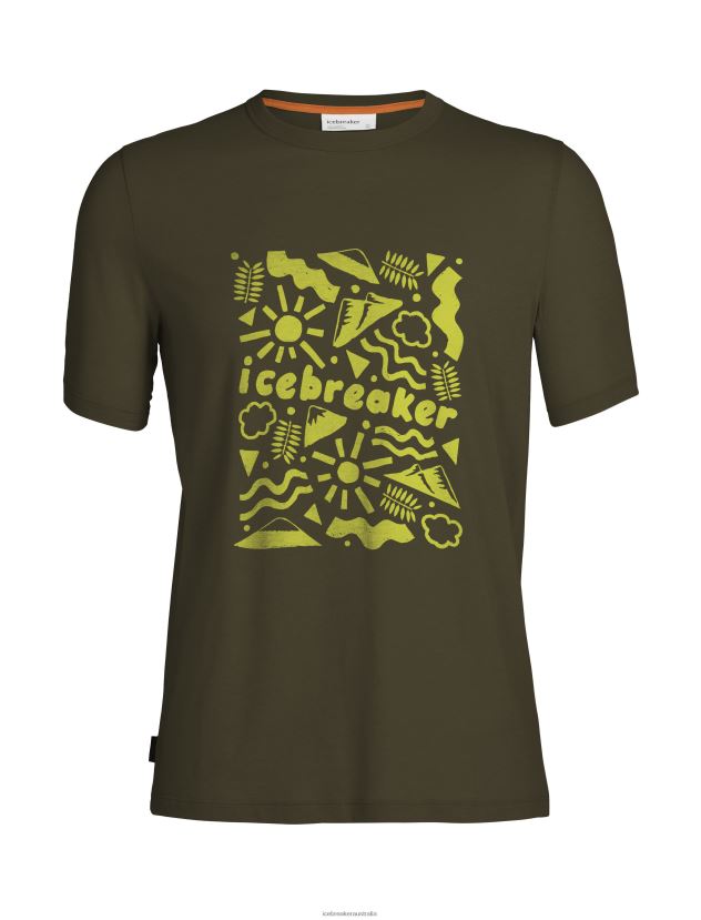 Icebreaker Men Tencel Cotton Short Sleeve T-Shirt OriginsLoden 80BXXP353 Clothing